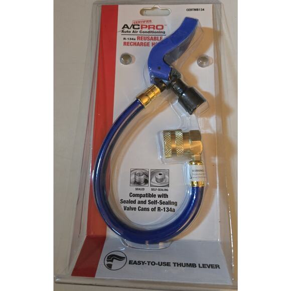 AC PRO R134a Reusable Recharge Hose (CERTMB134) NEW - Picture 1 of 3